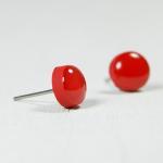 Ruby Red Stud Earrings - Round Studs Earrings -..