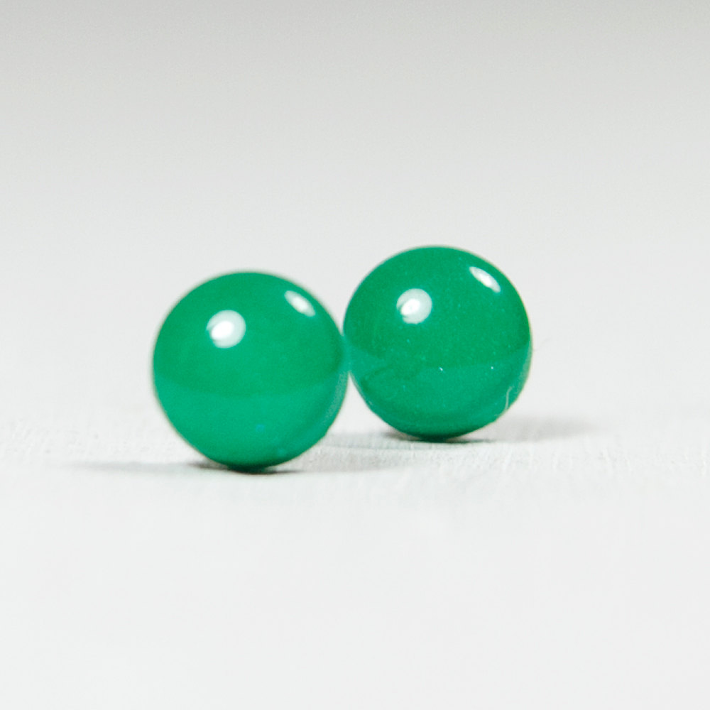Emerald Green Polymer Clay Resin Stud Earrings Posts Studs Jewelry